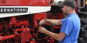 diesel technology: student working on tractor